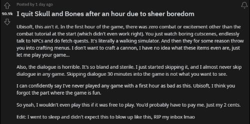 育碧黑帆游戏遭批评，缺乏关键功能，游戏体验乏味无趣