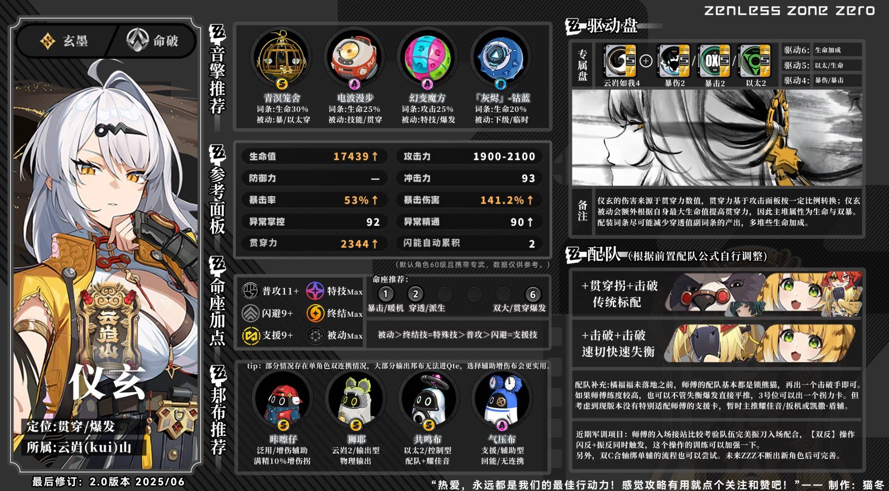 《绝区零》仪玄培养全攻略：命座加点与最佳配队推荐